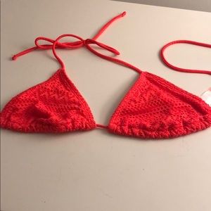 Pink triangle bikini top